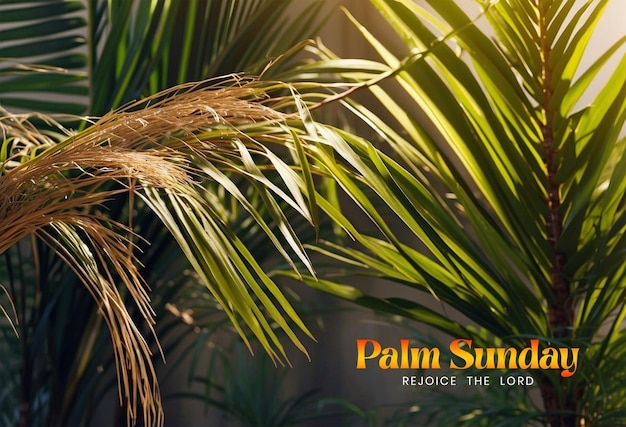 Palm Sunday concept palm tree branches background