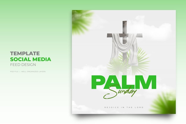 Palm Sunday holy week Social Media Instagram Post 3d render happy Easter