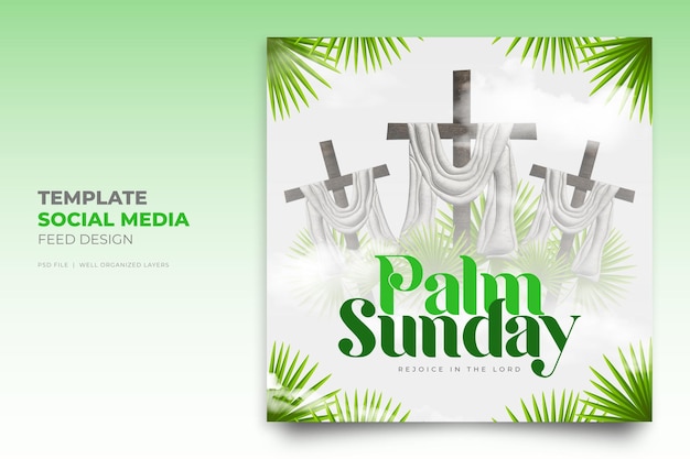 Palm Sunday holy week Social Media Instagram Post 3d render happy Easter