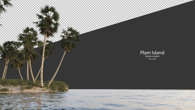 palm tree island near the river rendering isolated