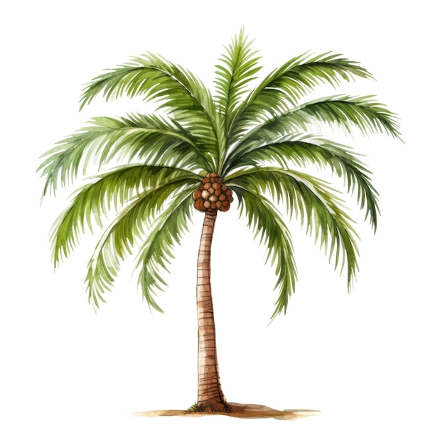 Palm tree Isolated Detailed Watercolor Hand Drawn Painting Illustration