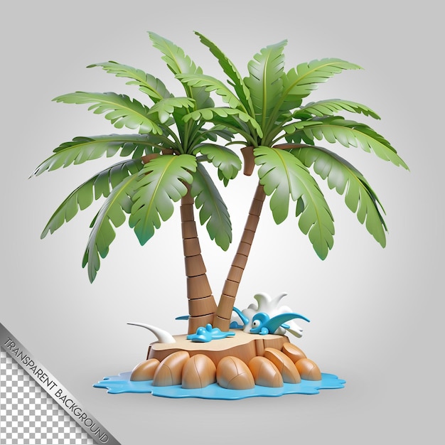 a palm tree with a blue bird on it