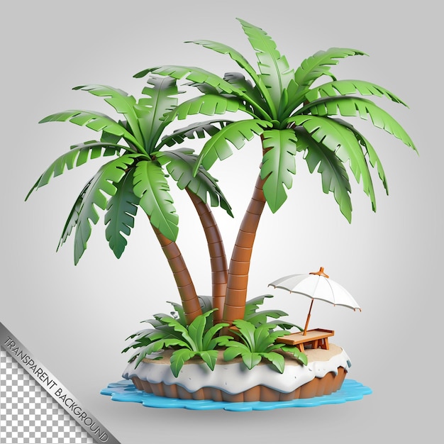 a palm tree with a boat and a boat on it