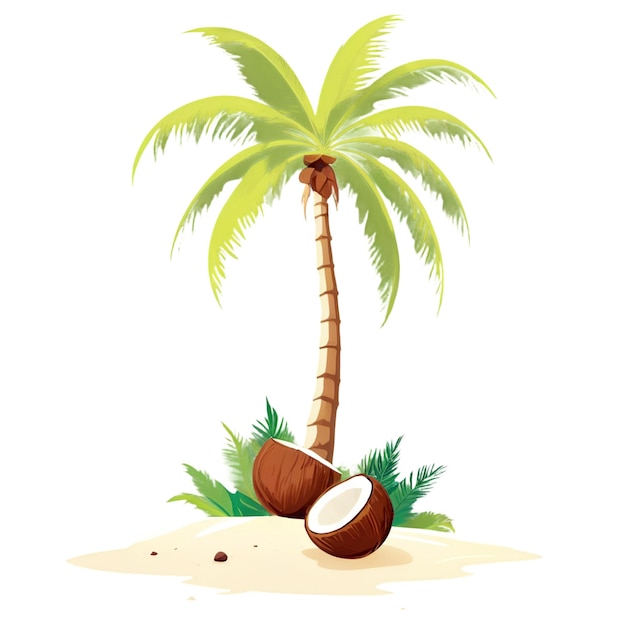 PSD a palm tree with coconuts and coconuts on it