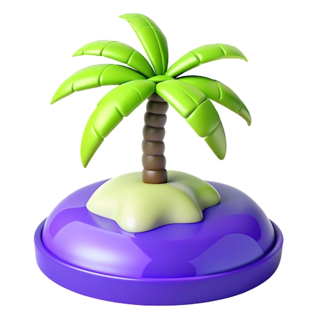 a palm tree with a purple base and a purple lid that says palm tree