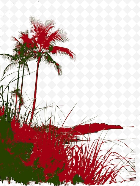 PSD palm trees and a white background with a red and green background