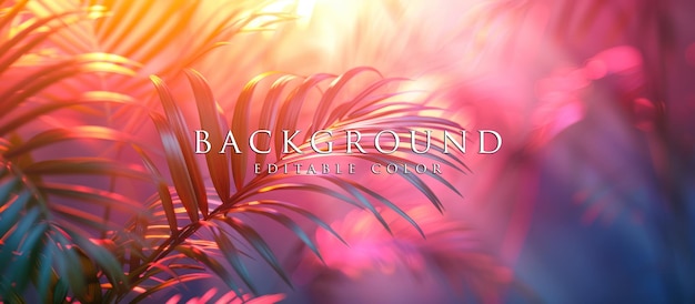 PSD palm tropical leaves with bright bold gradient holographic colors