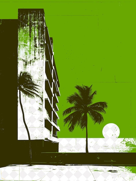 PSD palmas modernist architecture with a government official and brazil scene and culture illustrations