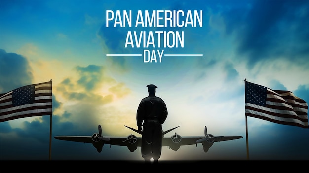 Pan American aviation Memorial Day Background with Pilot and plane