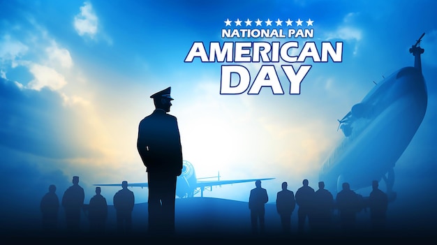 Pan American aviation Memorial Day Background with Pilot and plane