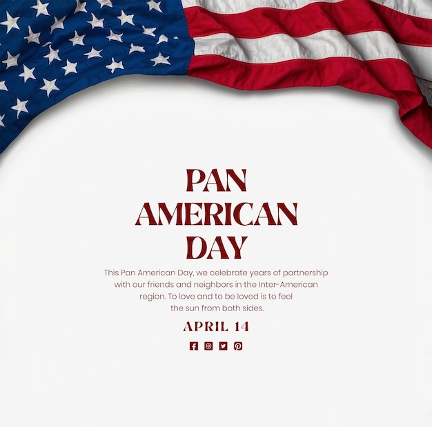 Pan American Day concept American flag decoration a side on white background