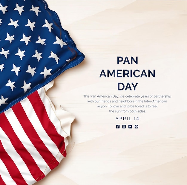 Pan American Day concept American flag decoration on white texture background