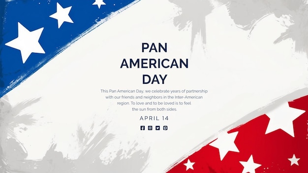 Pan American Day concept American flag red and blue color decoration with stars and brush strokes