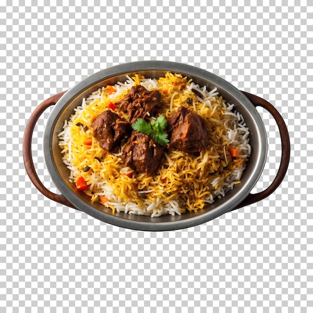 a pan of rice with rice and meat and rice