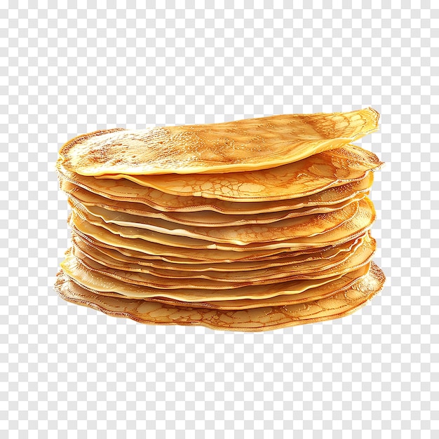 PSD pancakes are neatly stacked in layers isolated on a transparent background