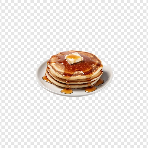 PSD pancakes on a plate with syrup and a white plate with a checkered background