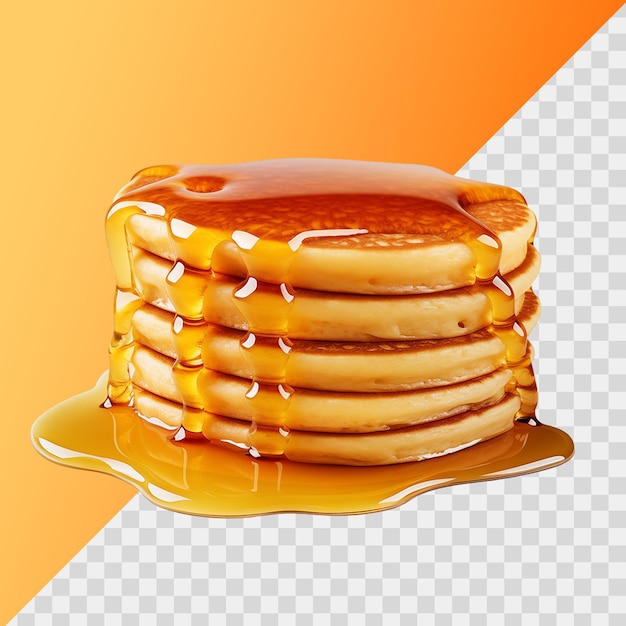 PSD pancakes with honey isolated on transparent background