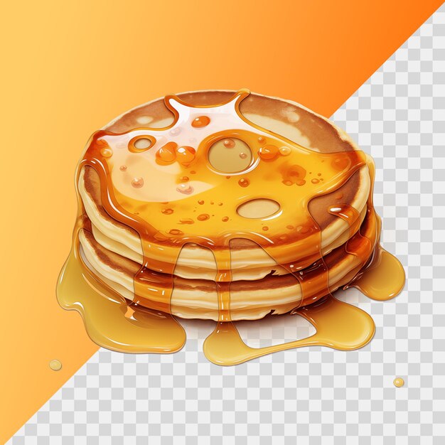 PSD pancakes with honey isolated on transparent background