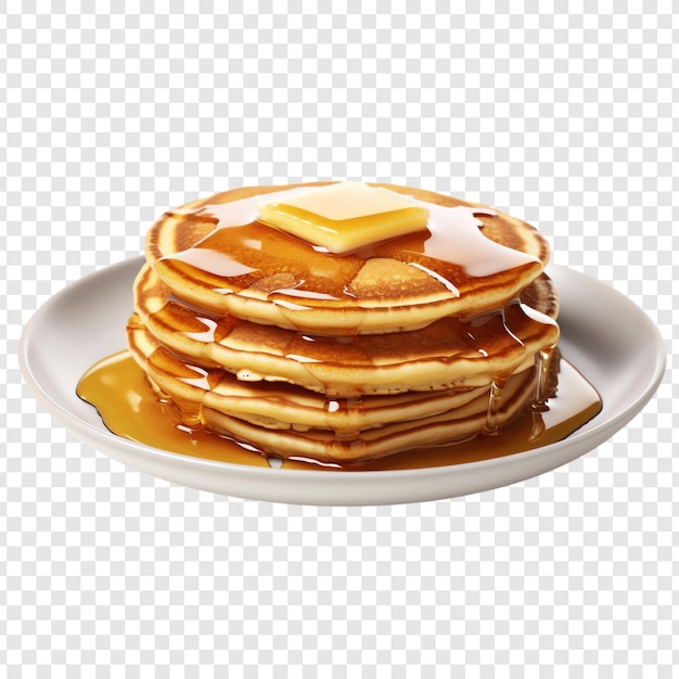 PSD pancakes with syrup on a plate with syrup and syrup on a white background