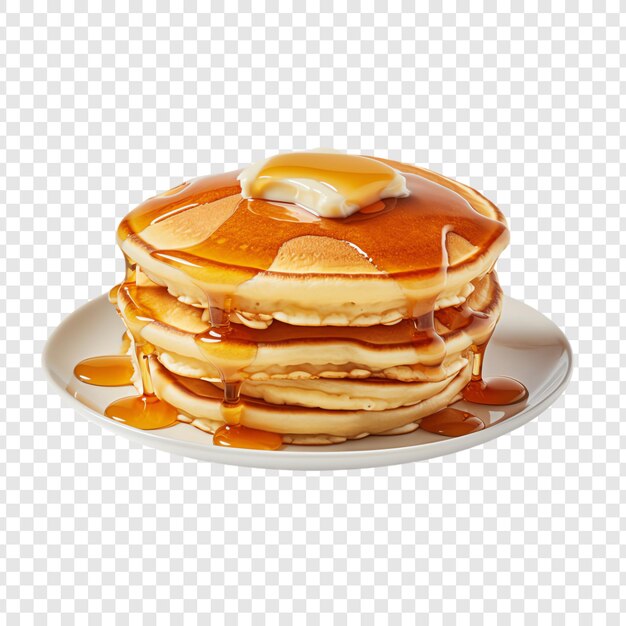 PSD pancakes with syrup and syrup on a plate with a grungy background