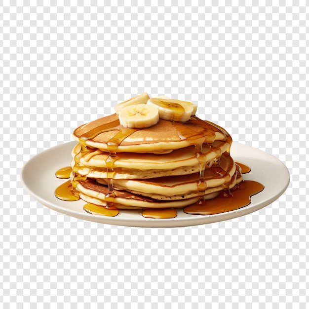 PSD pancakes with syrup and syrup on a plate with a white background