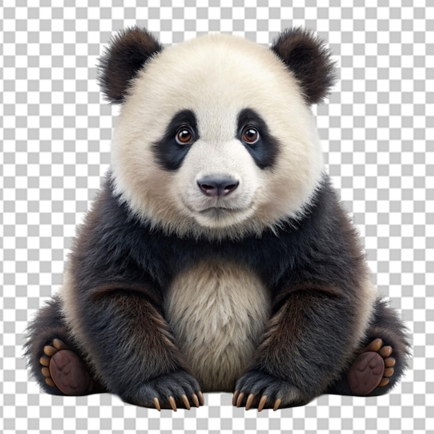 PSD the panda bear is sitting down on transparent background