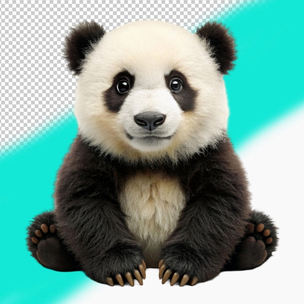 PSD the panda bear is sitting down on transparent background