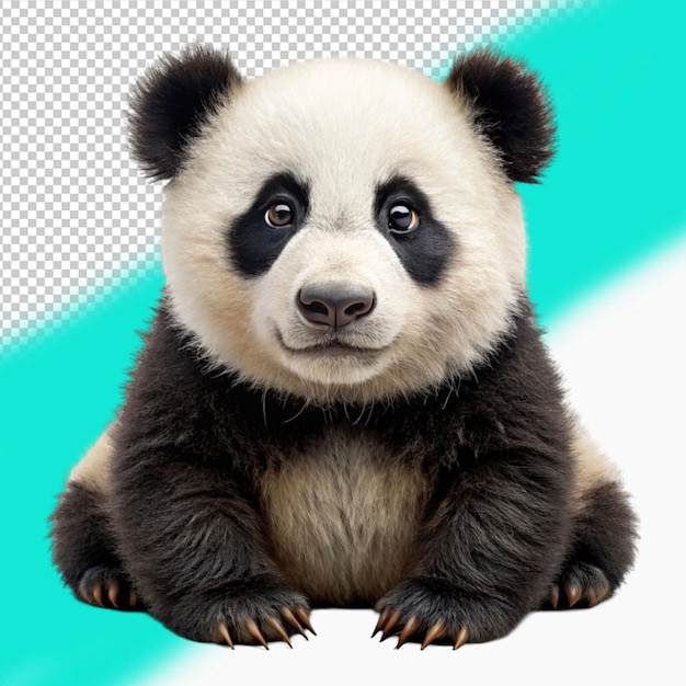 PSD the panda bear is sitting down on transparent background