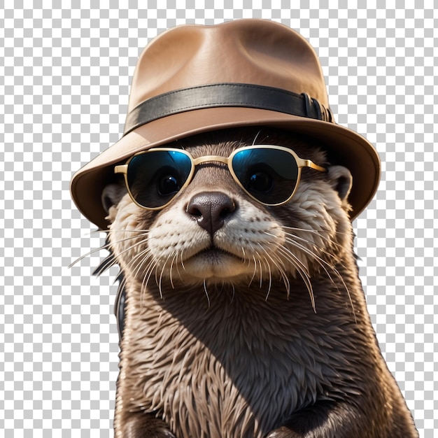 PSD a panda bear wearing a hat and sunglasses with a hat that says panda