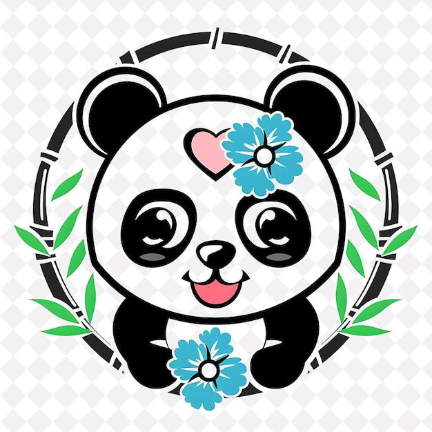 PSD a panda bear with a flower on its head and a flower in the middle