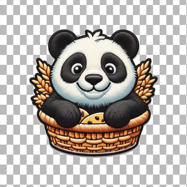 Panda embroidered patch badge isolated on Transparent background Panda isolated on transparent AI