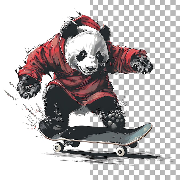 a panda on a skateboard with a panda on the bottom