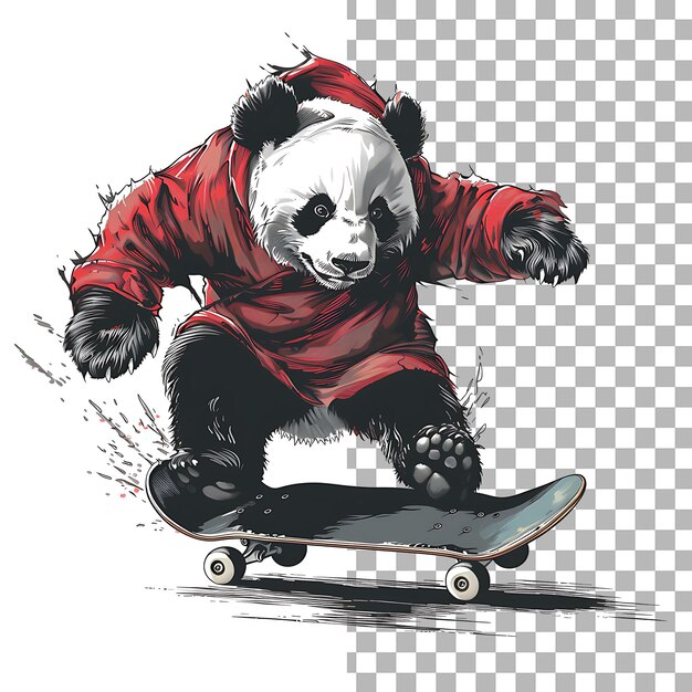 PSD a panda on a skateboard with a panda on the bottom