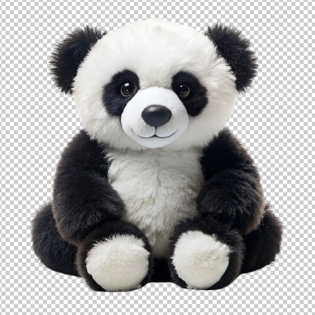 PSD panda stuffed fluffy plushie on transparent background