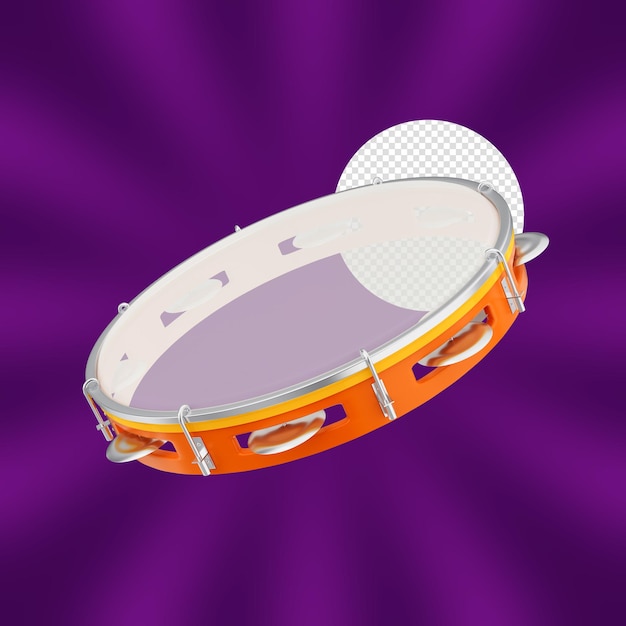 Pandeiro brazilian carnaval instrument 3d render isolated for composition