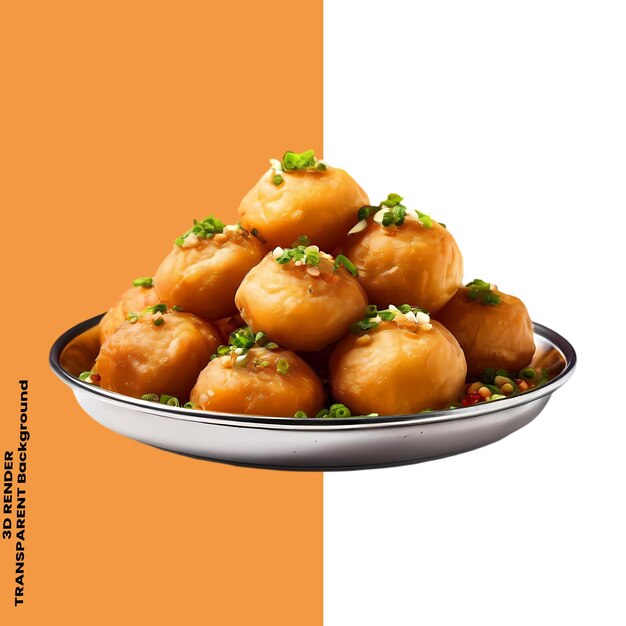 PSD pani puri chat papri long charhe golgappey dal papri mix fruit chat 4k isolated transparent bg