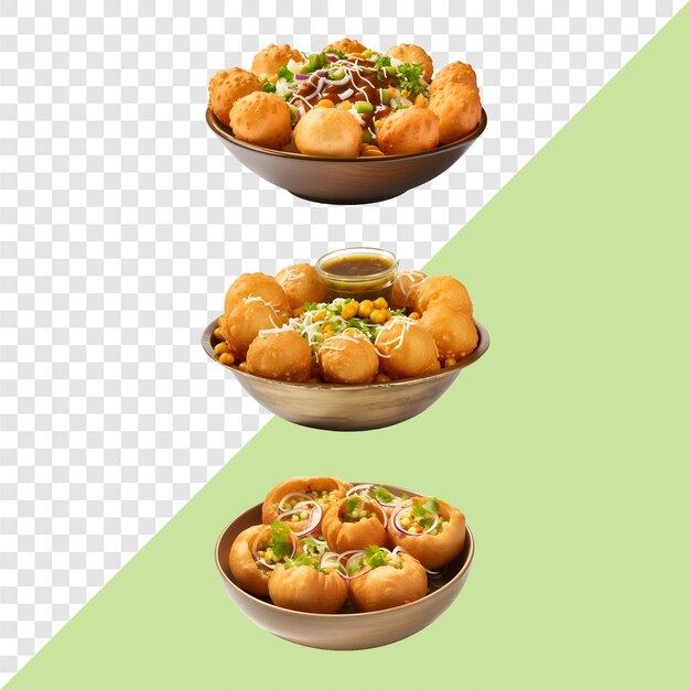 PSD pani puri or golgappa top view transparent background isolated image generative ai