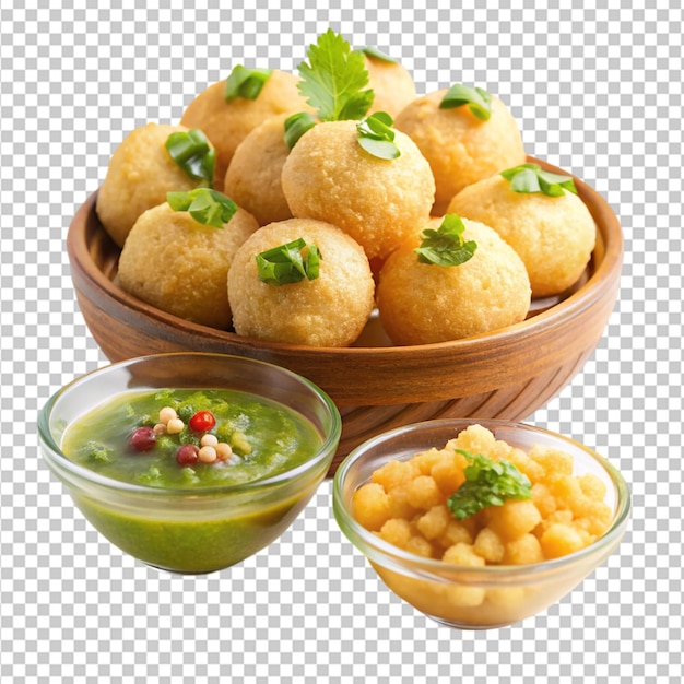 pani puri or golgappa on transparent background