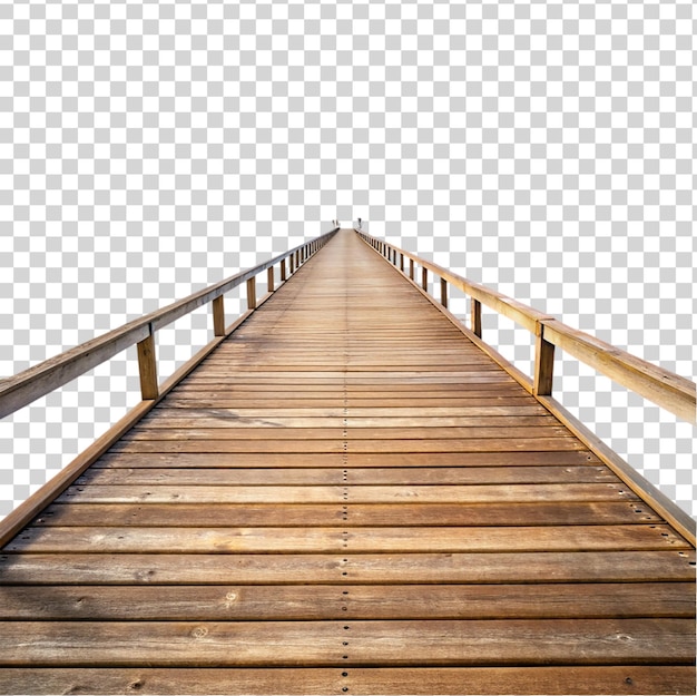 PSD panoramic view of a wooden pier isolated on transparent background