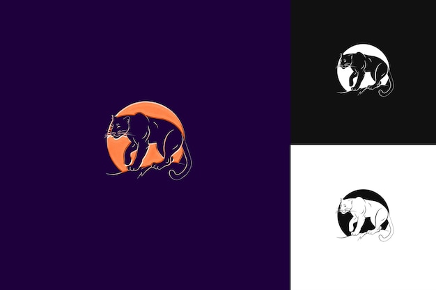 PSD panther icon black silhouette with stealth like border grace illustration animal vector art design