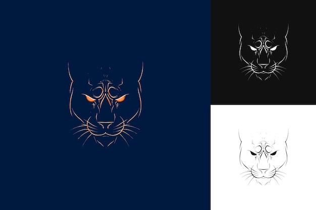 PSD panther icon stealthy emblem with black border sleek panther illustration animal vector art design