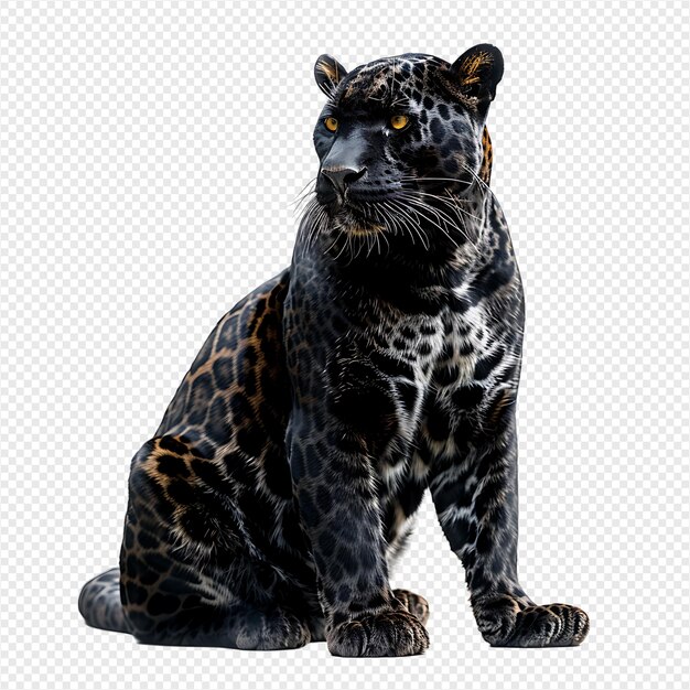 PSD panther sitting on isolated transparent background