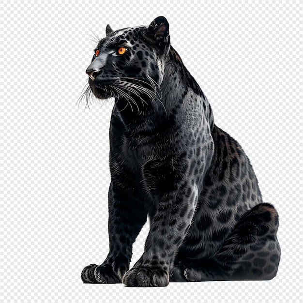 PSD panther sitting on isolated transparent background