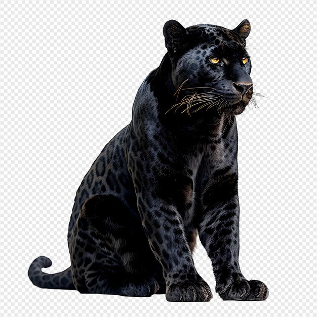 Panther sitting on isolated transparent background