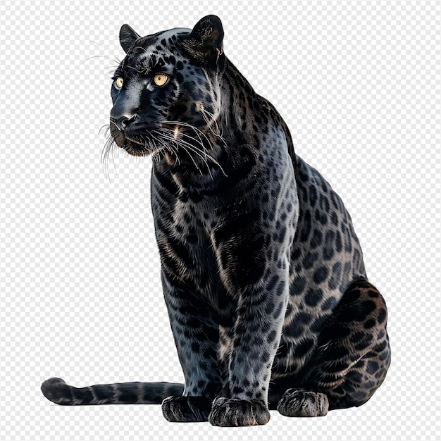 Panther sitting on isolated transparent background