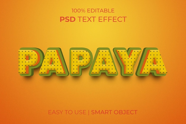 papaya fruit editable text effect