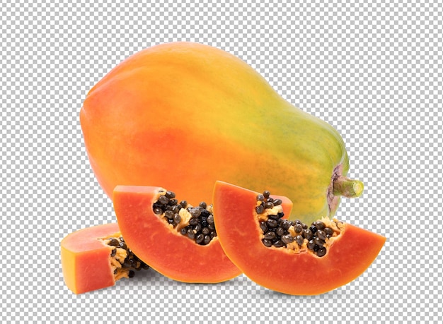 Papaya fruit isolated on alpha layer