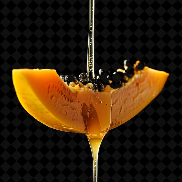 PSD papaya juice drizzle with orange creamy fl png creative neon effect y2k collections