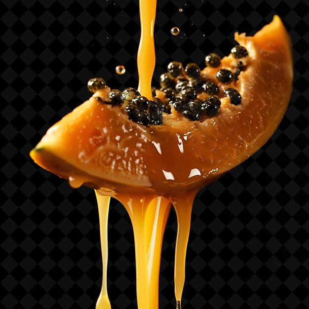 PSD papaya juice drizzle with orange creamy fl png creative neon effect y2k collections