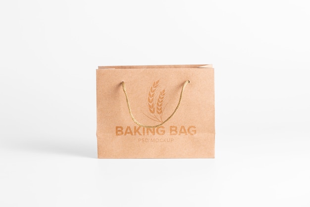 Paper bag brown Mockup. Front view kraft bag